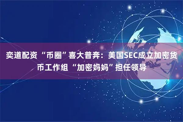 奕道配资 “币圈”喜大普奔：美国SEC成立加密货币工作组 “加密妈妈”担任领导